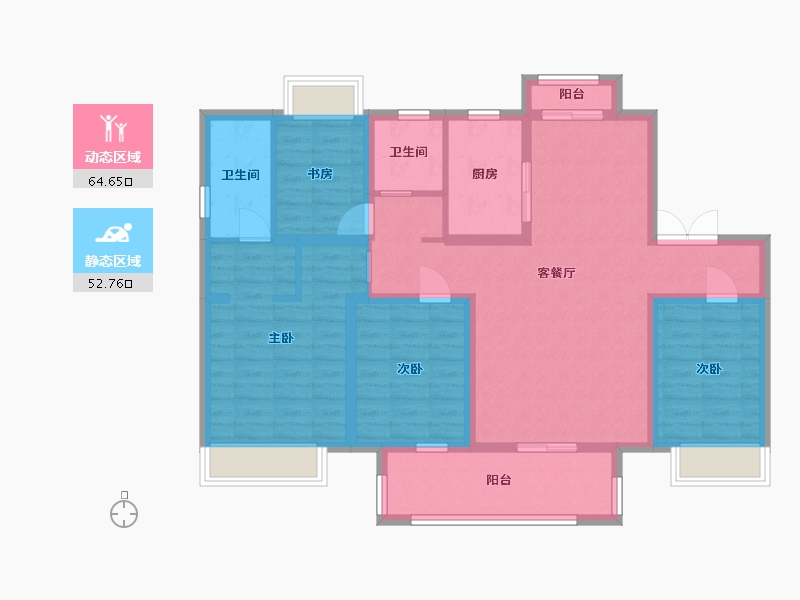 江苏省-苏州市-凤凰印象11,10,9,8栋A130m²-104.01-户型库-动静分区