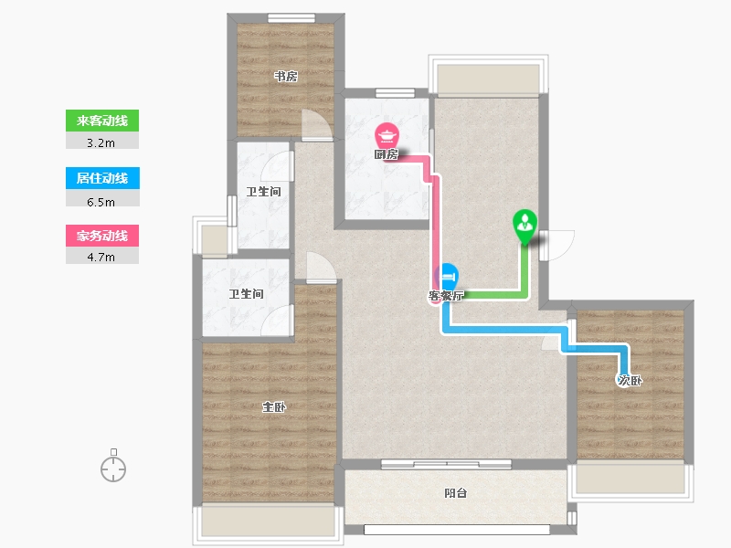 江苏省-苏州市-万科金新城大都会20,19,16,12栋128㎡-101.20-户型库-动静线