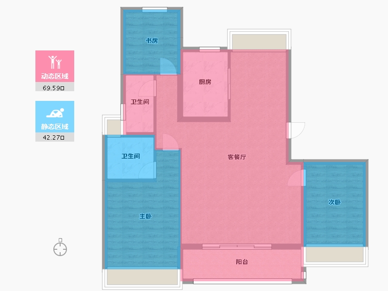 江苏省-苏州市-万科金新城大都会20,19,16,12栋128㎡-101.20-户型库-动静分区