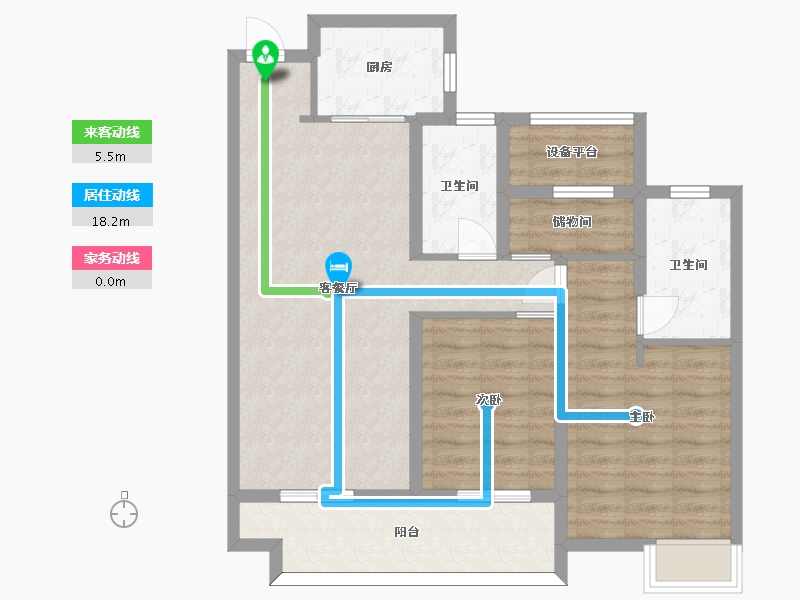 江苏省-苏州市-张家港中旅名门府C户型101m²-83.90-户型库-动静线