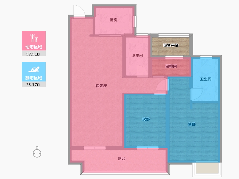 江苏省-苏州市-张家港中旅名门府C户型101m²-83.90-户型库-动静分区