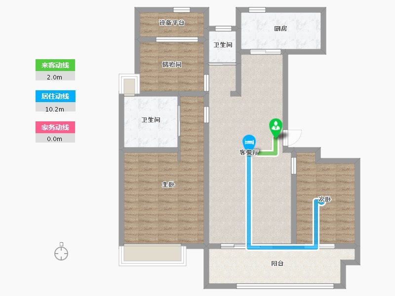 江苏省-苏州市-张家港中旅名门府A户型127m²-105.28-户型库-动静线