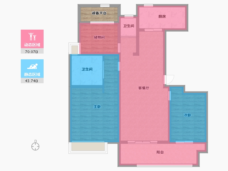 江苏省-苏州市-张家港中旅名门府A户型127m²-105.28-户型库-动静分区