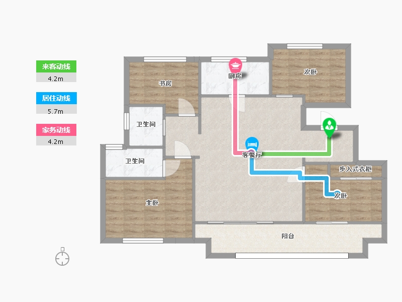 江苏省-苏州市-清源名邸119㎡-95.60-户型库-动静线