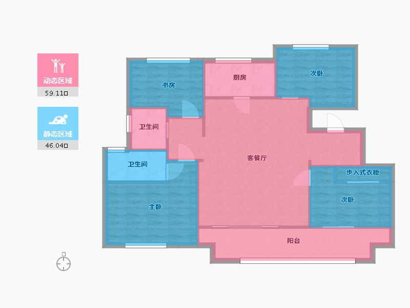 江苏省-苏州市-清源名邸119㎡-95.60-户型库-动静分区