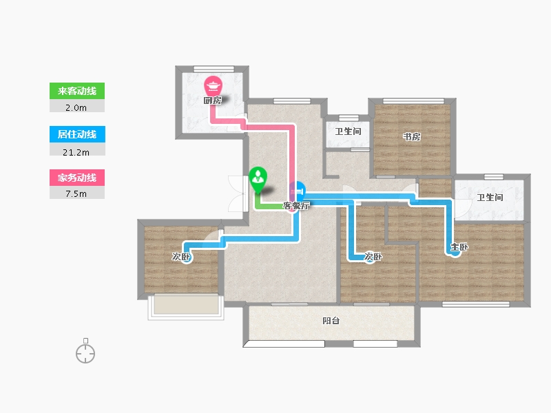 江苏省-苏州市-清源名邸134㎡-106.50-户型库-动静线