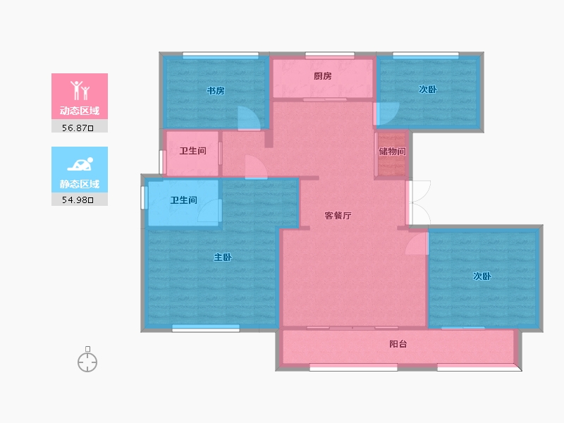 江苏省-苏州市-清源名邸126㎡-101.18-户型库-动静分区