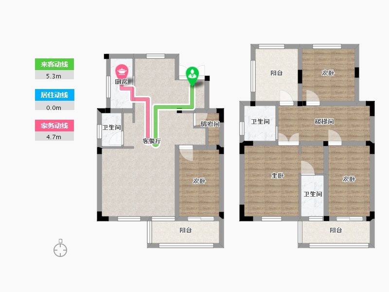 江苏省-苏州市-清源名邸上叠155m²-123.97-户型库-动静线