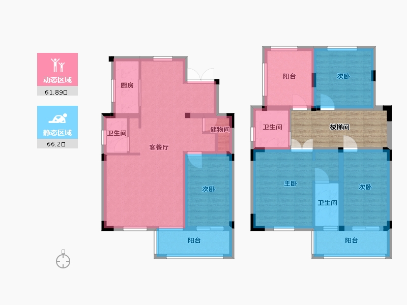 江苏省-苏州市-清源名邸上叠155m²-123.97-户型库-动静分区