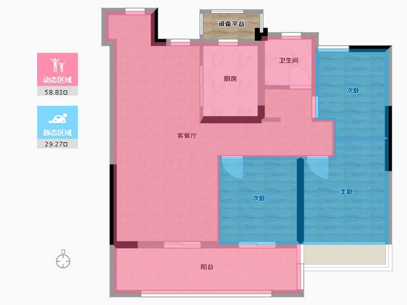 江苏省-苏州市-依云兰庭A户型98m²-80.54-户型库-动静分区