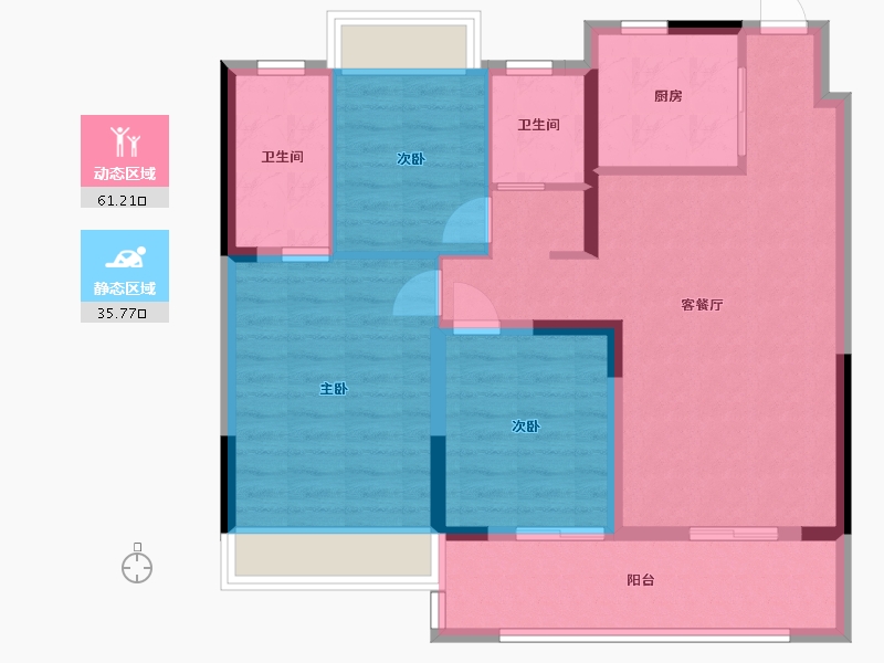 江苏省-苏州市-依云兰庭B户型108m²-86.76-户型库-动静分区