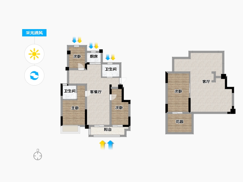 江苏省-苏州市-东原阅境1栋163m²-131.00-户型库-采光通风