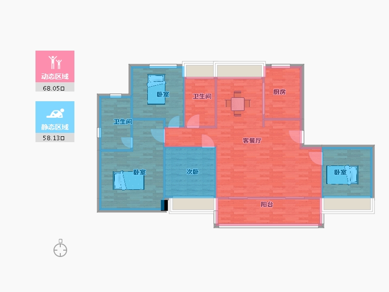 江苏省-苏州市-万科锦上和风华苑1栋145m²-115.93-户型库-动静分区