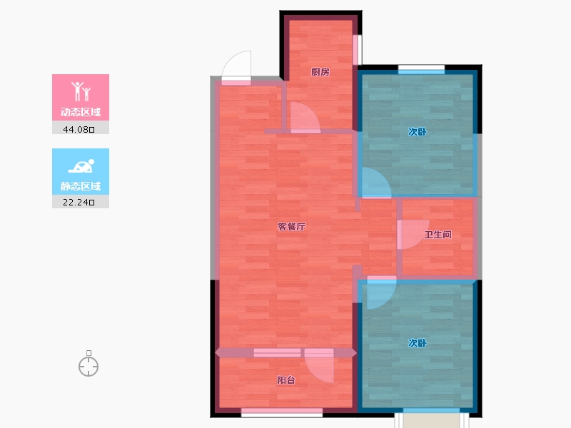 辽宁省-沈阳市-汇置尚都二期-58.69-户型库-动静分区