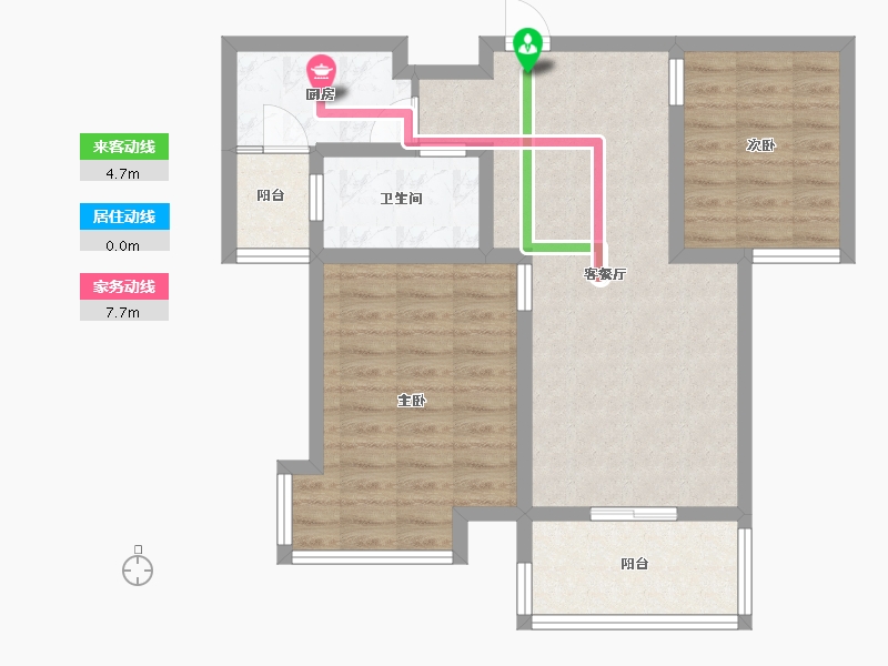 江苏省-苏州市-宏图国际花苑二期3,4栋C3户型88m²-70.01-户型库-动静线