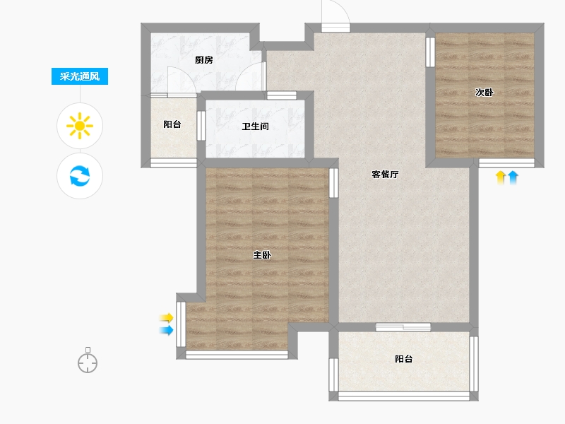 江苏省-苏州市-宏图国际花苑二期3,4栋C3户型88m²-70.01-户型库-采光通风