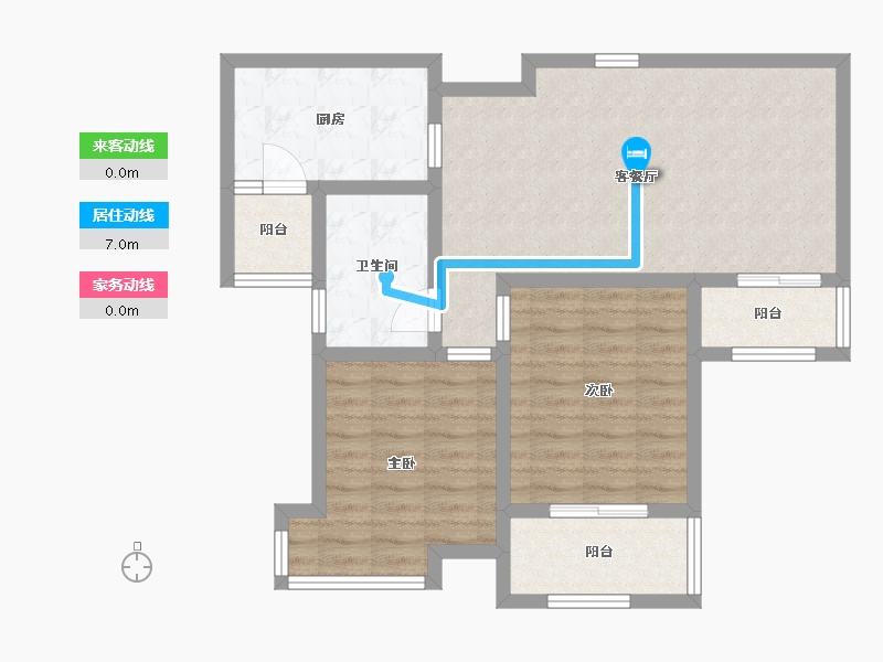 江苏省-苏州市-宏图国际花苑二期3,4栋D2户型93m²-74.93-户型库-动静线