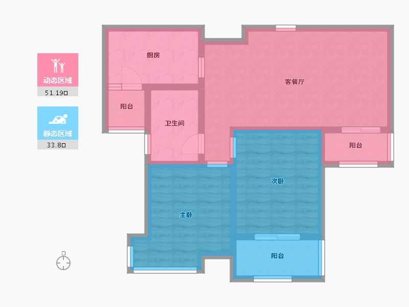 江苏省-苏州市-宏图国际花苑二期3,4栋D2户型93m²-74.93-户型库-动静分区