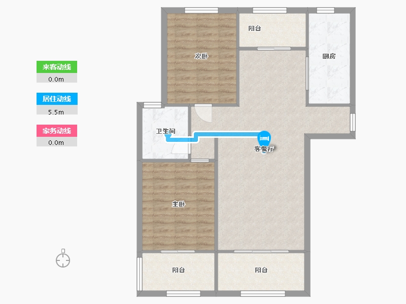 江苏省-苏州市-宏图国际花苑二期3,4栋C1户型115m²-92.31-户型库-动静线