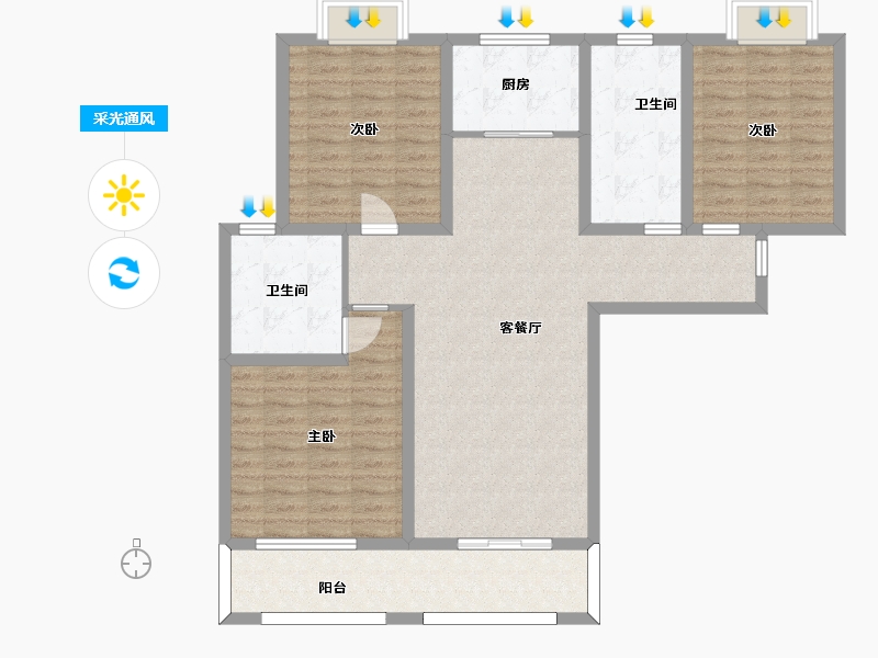 江苏省-苏州市-宏图国际花苑二期3,4栋139m²-111.00-户型库-采光通风