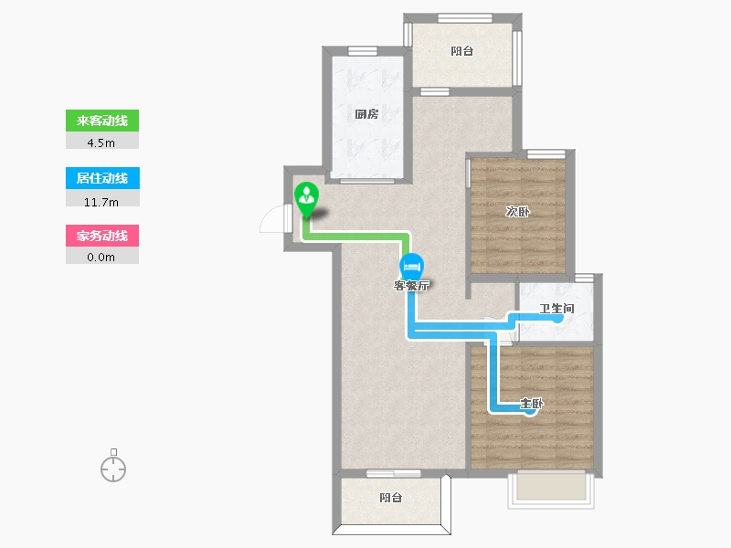 江苏省-苏州市-兰亭都荟20,24,28,29栋P1户型96m²-76.21-户型库-动静线