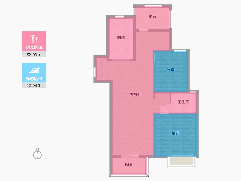 江苏省-苏州市-兰亭都荟20,24,28,29栋P1户型96m²-76.21-户型库-动静分区