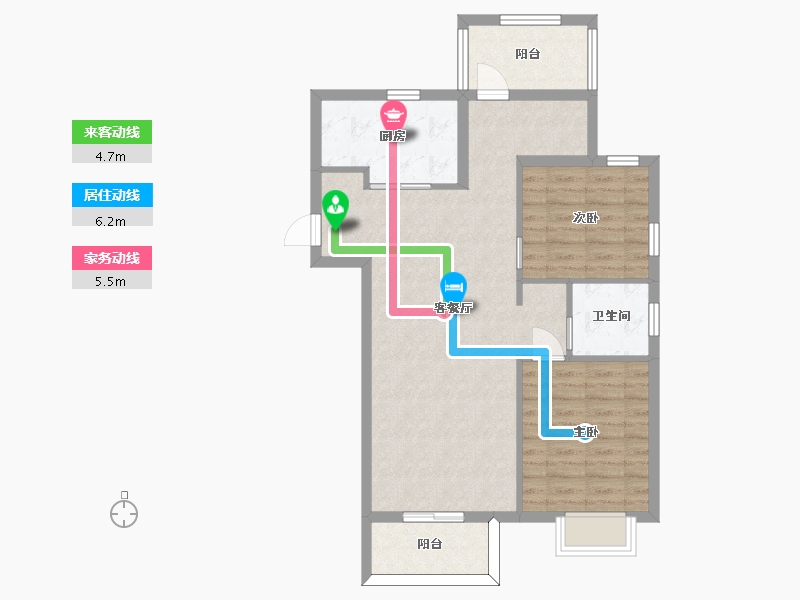 江苏省-苏州市-兰亭都荟23栋K3户型98m²-78.21-户型库-动静线