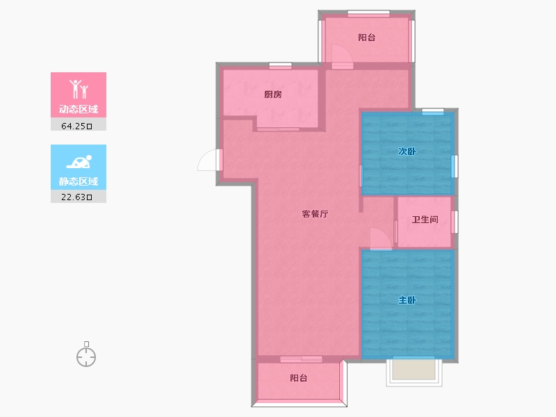 江苏省-苏州市-兰亭都荟23栋K3户型98m²-78.21-户型库-动静分区