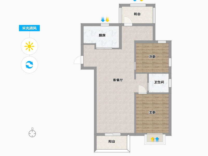 江苏省-苏州市-兰亭都荟23栋K3户型98m²-78.21-户型库-采光通风