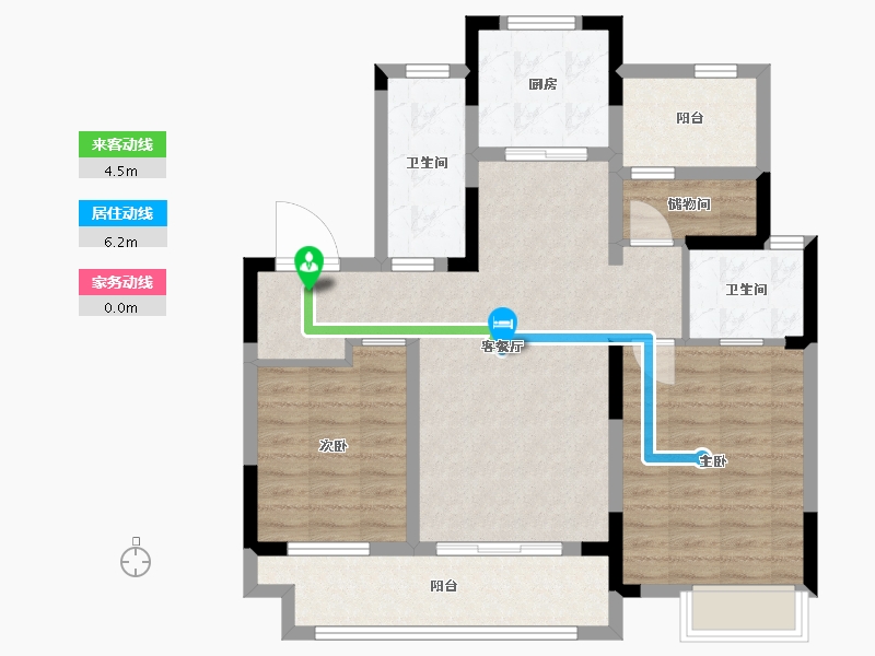 江苏省-苏州市-万科海上传奇12号楼,17号楼,21号楼108㎡-86.40-户型库-动静线