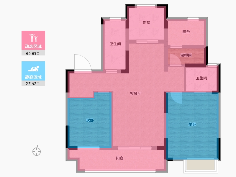 江苏省-苏州市-万科海上传奇12号楼,17号楼,21号楼108㎡-86.40-户型库-动静分区