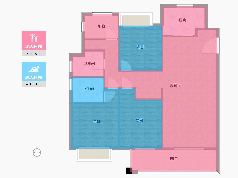 江苏省-苏州市-兰亭都荟15,23栋A1户型129m²-103.29-户型库-动静分区