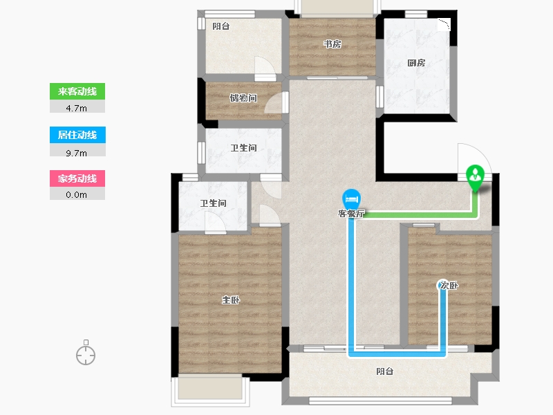 江苏省-苏州市-万科海上传奇10号楼,15号楼,19号楼125㎡-100.00-户型库-动静线