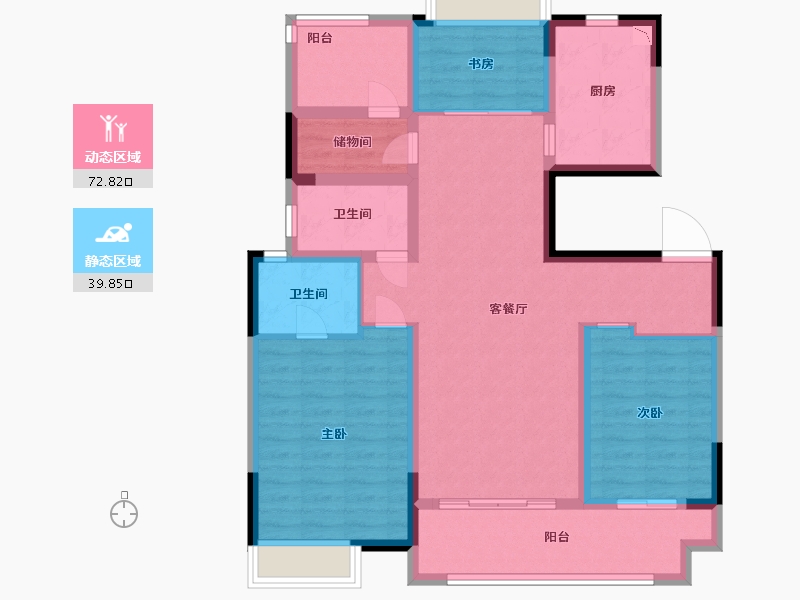 江苏省-苏州市-万科海上传奇10号楼,15号楼,19号楼125㎡-100.00-户型库-动静分区