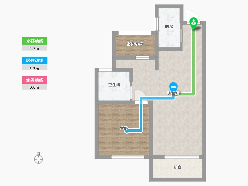 江苏省-苏州市-玉兰公馆20,1栋C8户型74m²-63.21-户型库-动静线