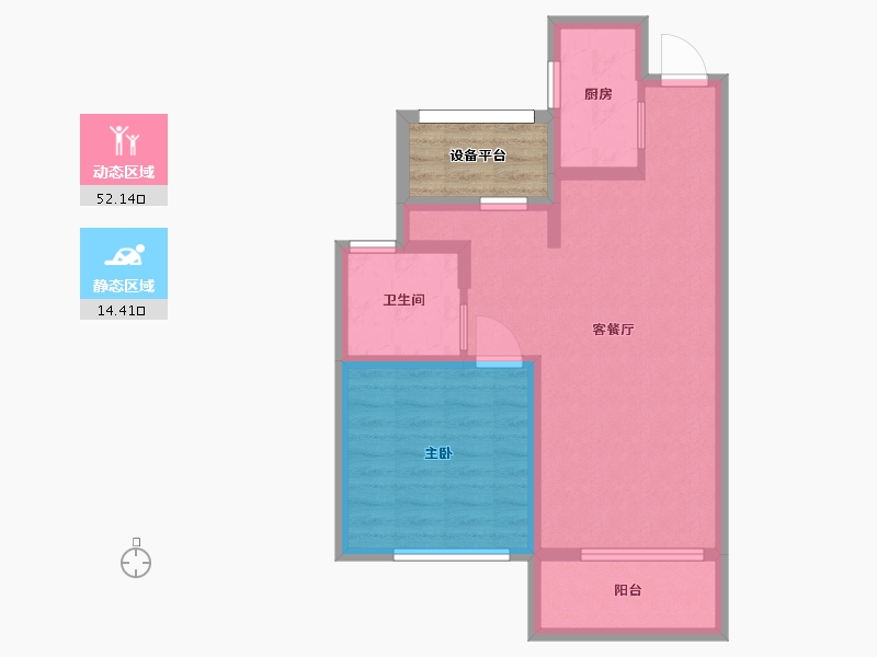 江苏省-苏州市-玉兰公馆20,1栋C8户型74m²-63.21-户型库-动静分区