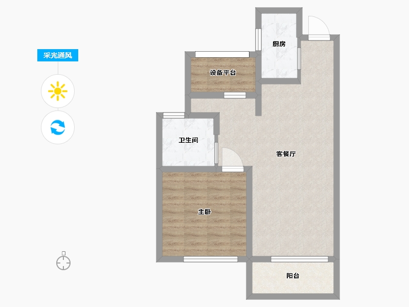 江苏省-苏州市-玉兰公馆20,1栋C8户型74m²-63.21-户型库-采光通风