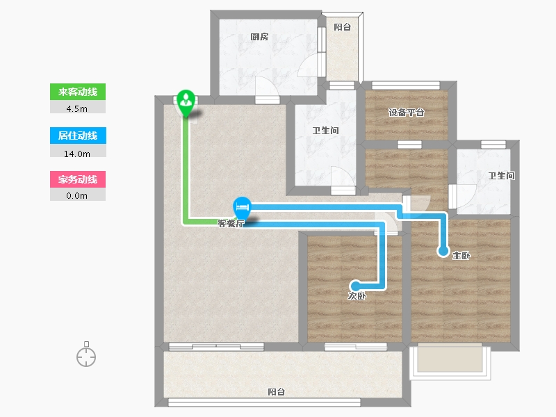 江苏省-苏州市-玉兰公馆12,17,3栋C9户型97m²-81.04-户型库-动静线