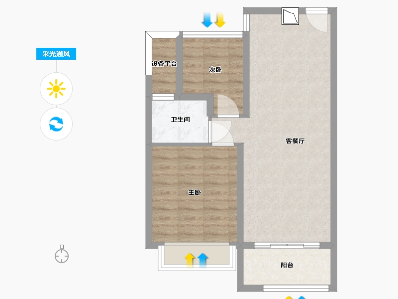 江苏省-苏州市-浦西玫瑰园3栋户型71m²-58.53-户型库-采光通风