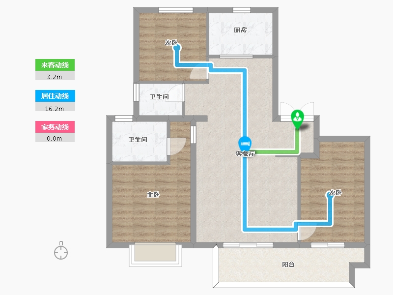 江苏省-苏州市-铂翠天第A户型115m²-92.01-户型库-动静线