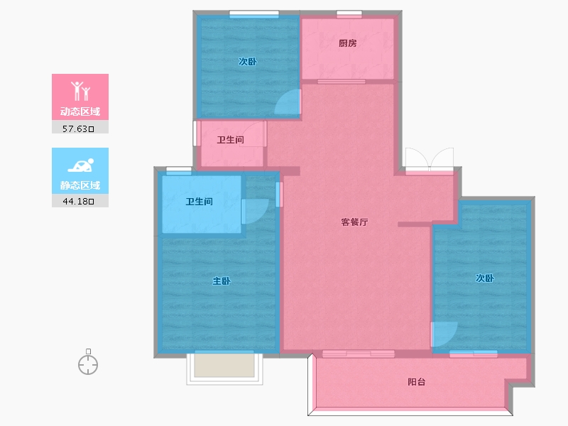 江苏省-苏州市-铂翠天第A户型115m²-92.01-户型库-动静分区