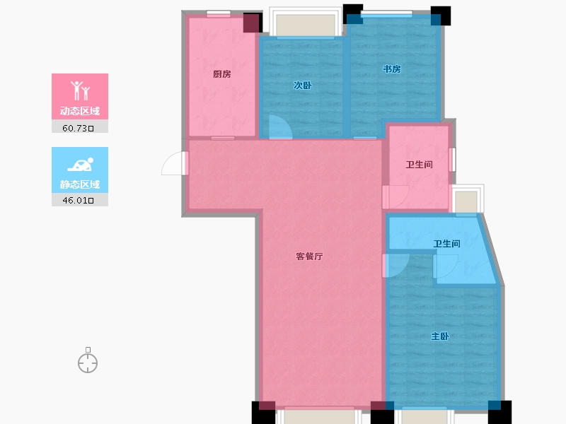 江苏省-苏州市-万科云璞云顶2栋A户型120m²-95.43-户型库-动静分区