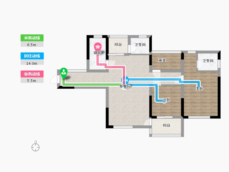 湖南省-长沙市-才子城建面110㎡-82.85-户型库-动静线