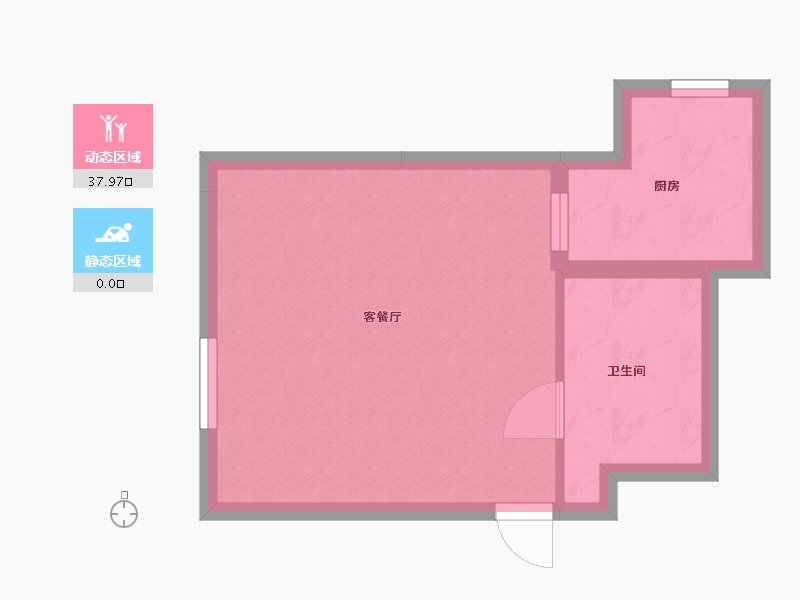 江苏省-苏州市-金湖银滩43㎡户型-33.99-户型库-动静分区