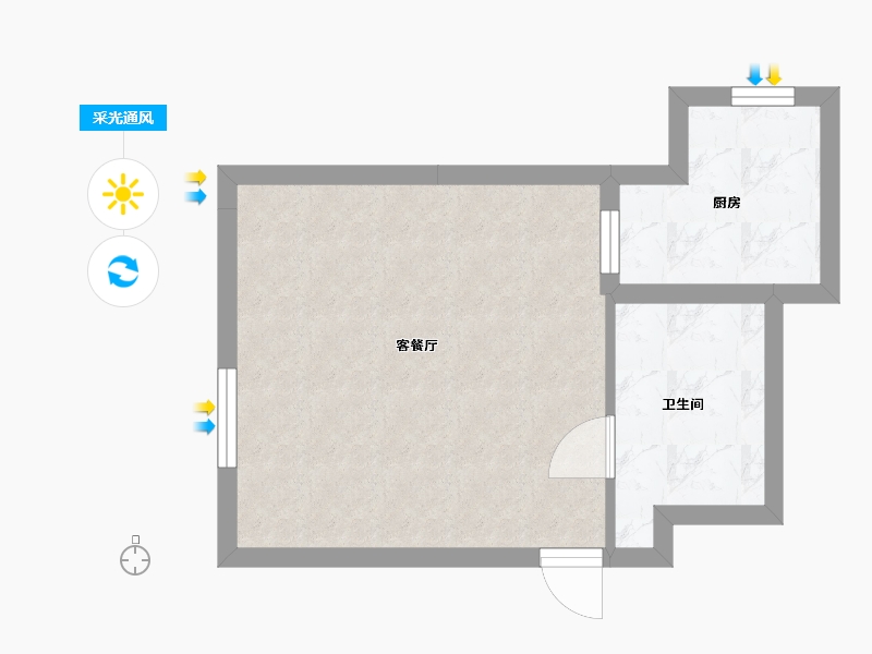 江苏省-苏州市-金湖银滩43㎡户型-33.99-户型库-采光通风