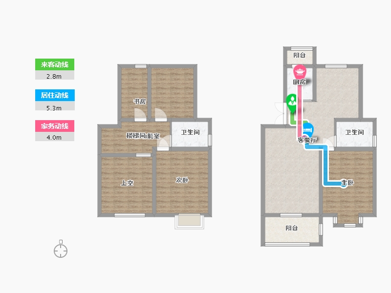 江苏省-苏州市-悦珑湖B户型146m²-129.94-户型库-动静线