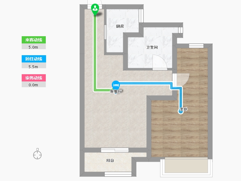 江苏省-苏州市-象屿西郊御府11栋A户型70m²-46.32-户型库-动静线