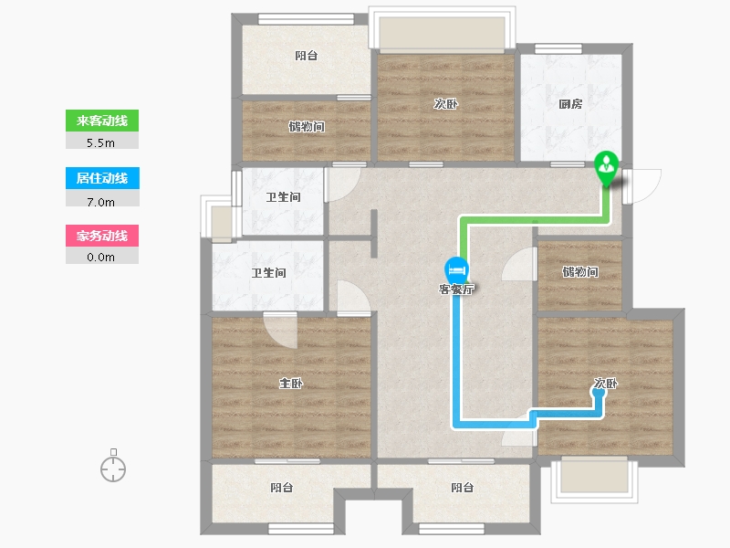 江苏省-苏州市-象屿西郊御府11栋H户型117m²-93.42-户型库-动静线