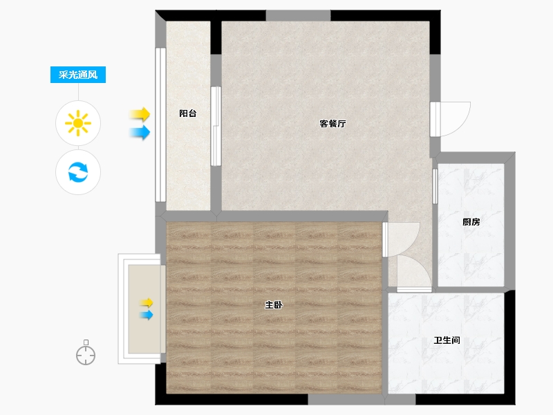 江苏省-苏州市-君悦豪庭72m²-57.60-户型库-采光通风