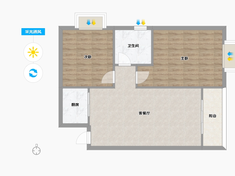 江苏省-苏州市-君悦豪庭86m²-68.92-户型库-采光通风